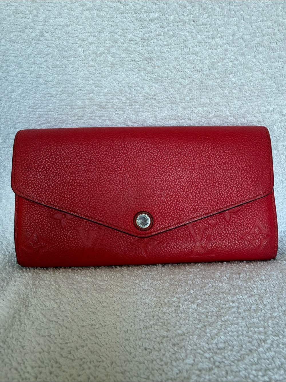 Louis Vuitton Red Envelope Wallet Clutch with Subtle Monogram
